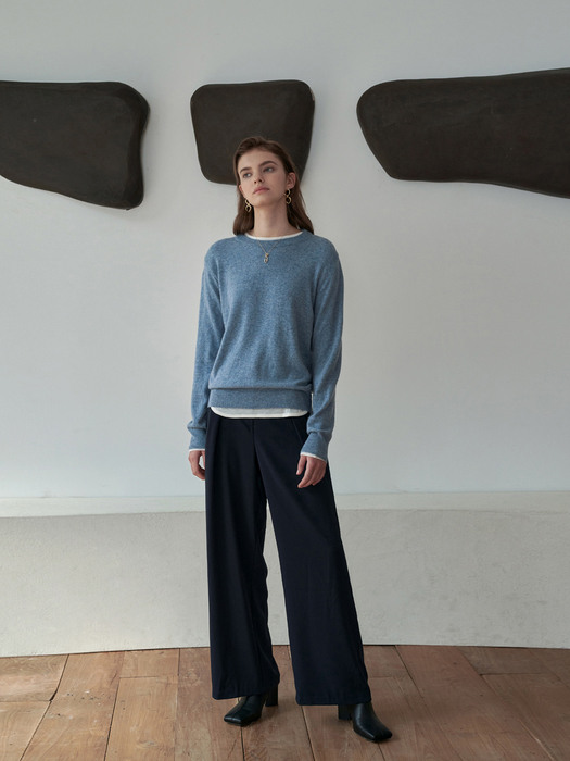 SOFT ROUND NECK KNIT_BLUE