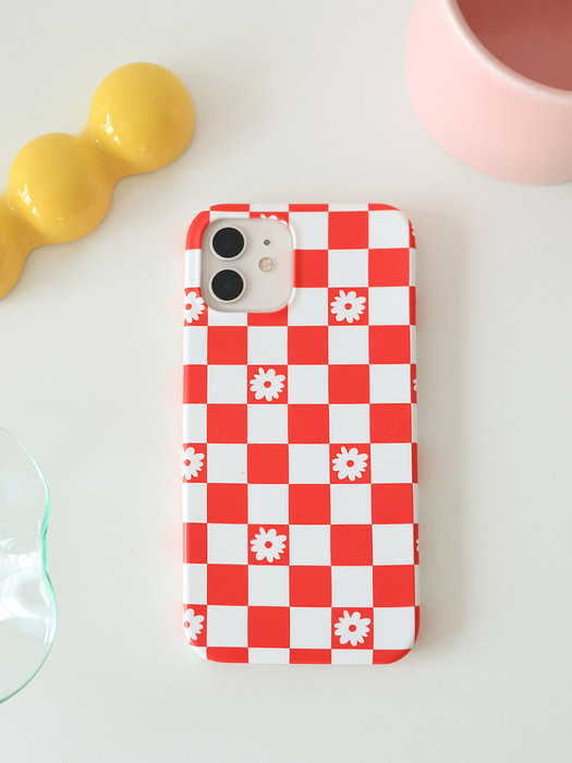Flower check phonecase (Red)
