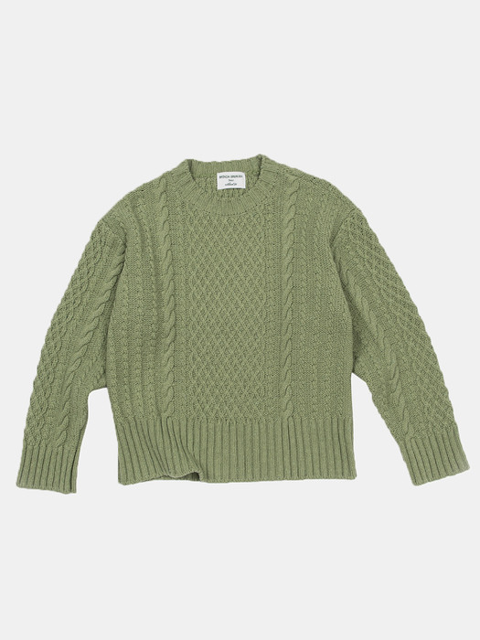 wool cable knit - avocado