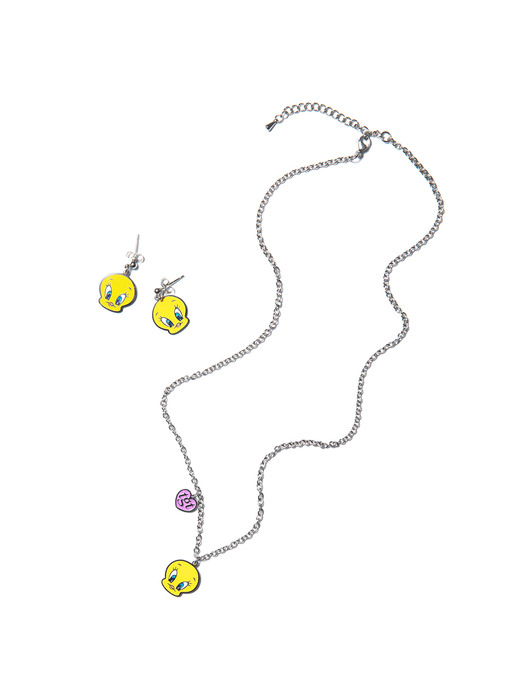 [LOONEY TUNES X TGT]TWEETY NECKLACE & EARRING SET_SILVER