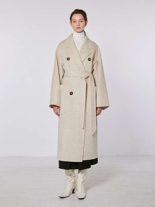 TOF CASHMERE DOUBLE COAT [HAND MADE] OATMEAL