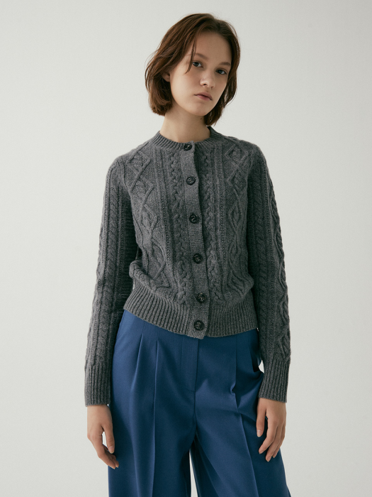 Cashmere Cable Petit Cardigan GRAY (JYSW1D960G2)