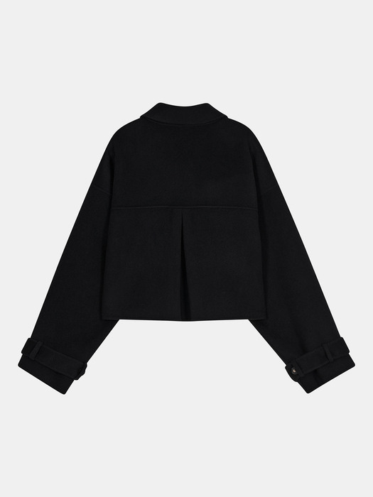 petit cropped wool coat (black)
