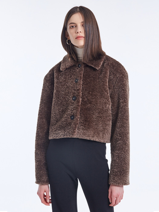 SHEARLING FUR MUSTANG JACKET_BROWN