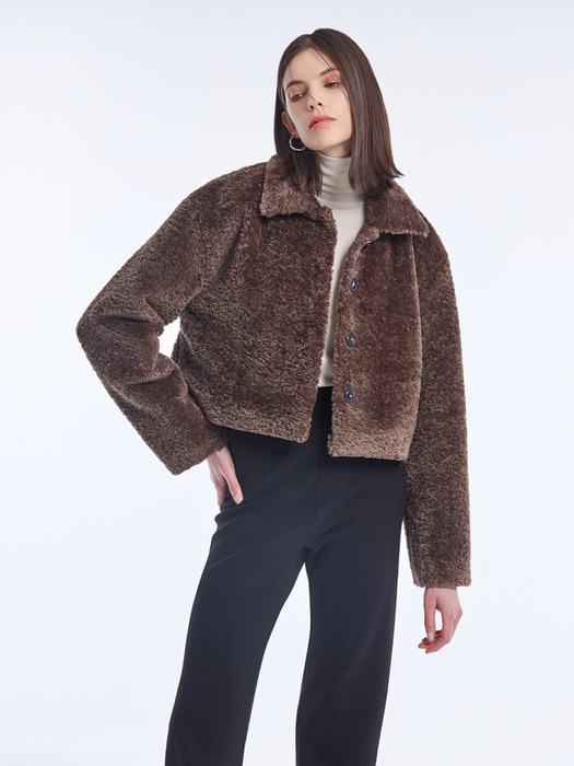 SHEARLING FUR MUSTANG JACKET_BROWN