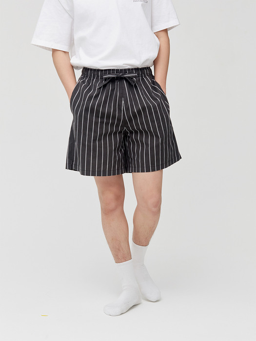 ZIONT_homemade Stripe Pajama Shorts_charcoal grey