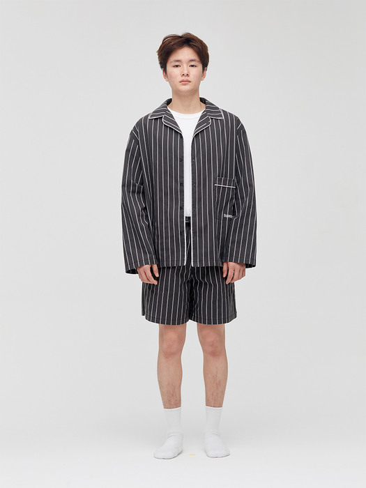 ZIONT_homemade Stripe Pajama Shorts_charcoal grey
