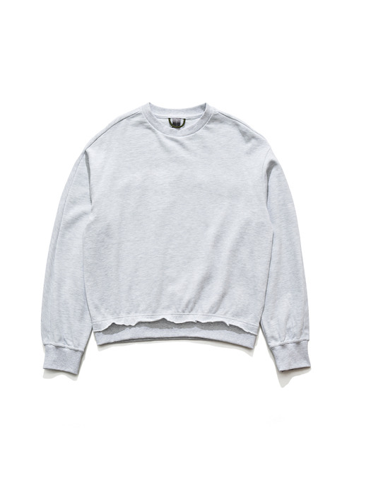 RAW EDGED CUT SWEATSHIRT / L.GREY MELANGE