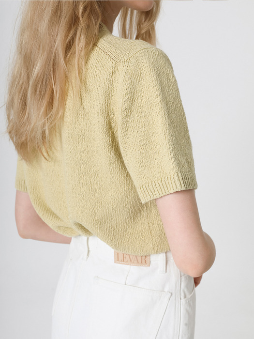 Half-sleeve Boucle Knit Top - 6colors