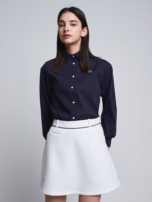 MERCER PLEATS SHIRT - NAVY