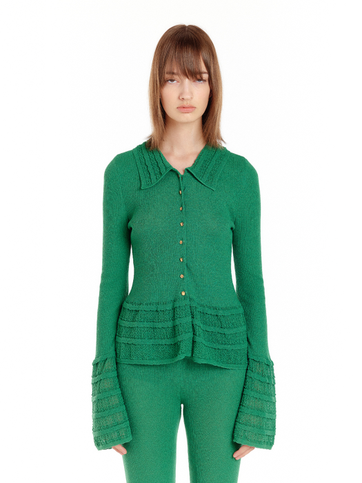 URILL Frilled Knit Shirt - Green