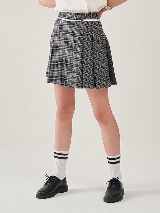 LINE POINT PLEATS SKIRT CHECK