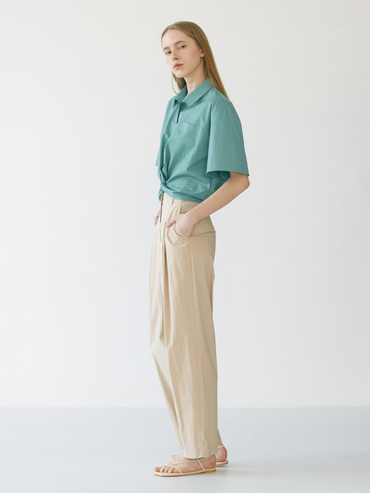 Two tuck cotton pants (beige)