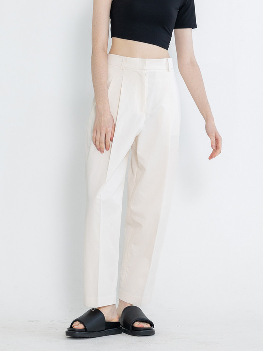 Linen Cotton Tuck Baggy Pants_2color
