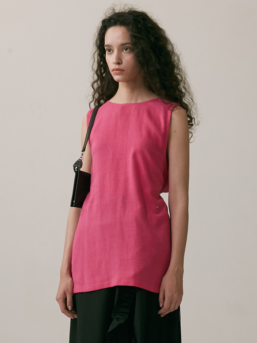 22SS_Back Draping Detail Top (Hot Pink) Limited Edition