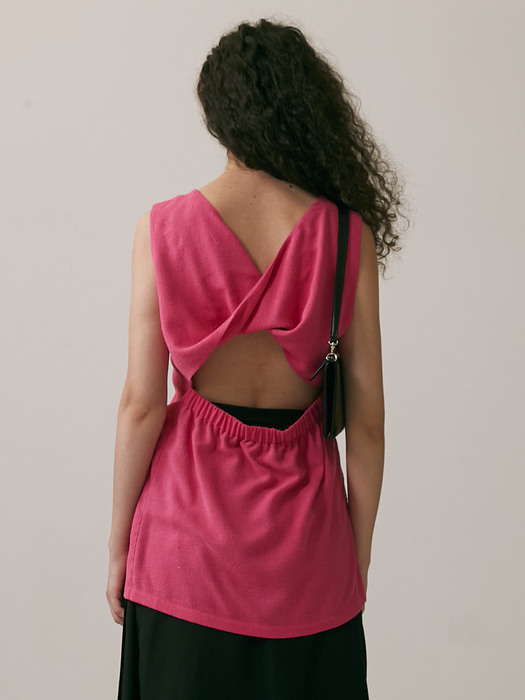 22SS_Back Draping Detail Top (Hot Pink) Limited Edition