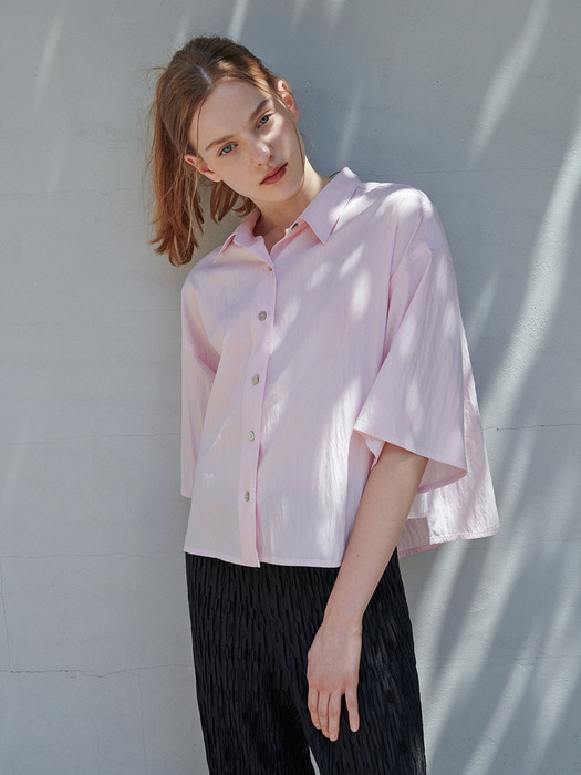 PANEL DETAIL CROPPED SHIRTS - PINK