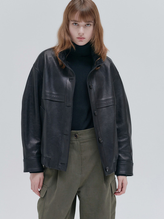 23FN leather blouson jacket [BK]
