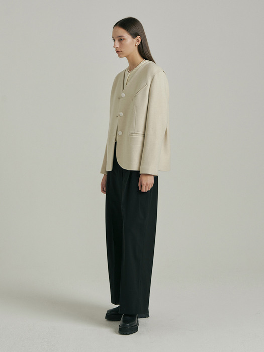 Signature Merci No Collar Jacket_IVORY