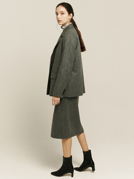 [Day-wool] Oversized Wool Blazer+Skirt SET_2color