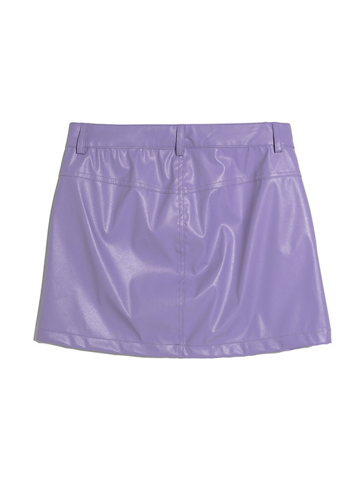 STAR RIVET VEGAN LEATHER SKIRT_PURPLE