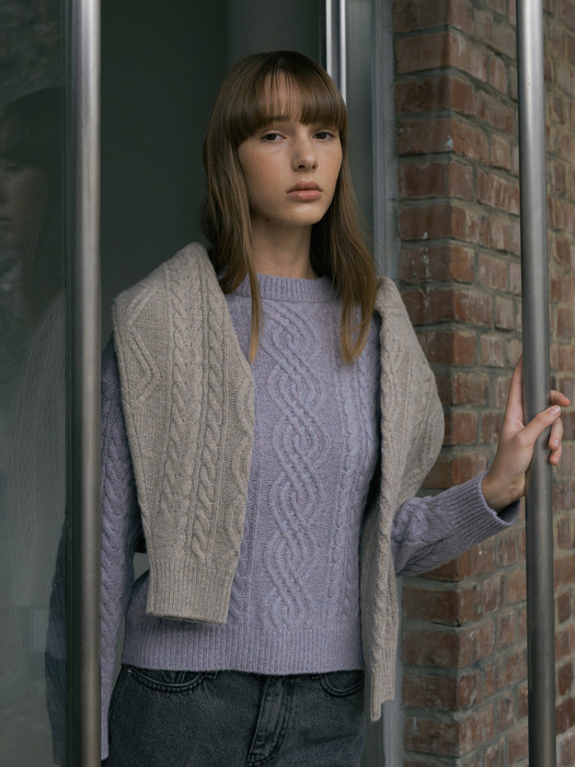 CABLE KNIT(GREY BLUE)