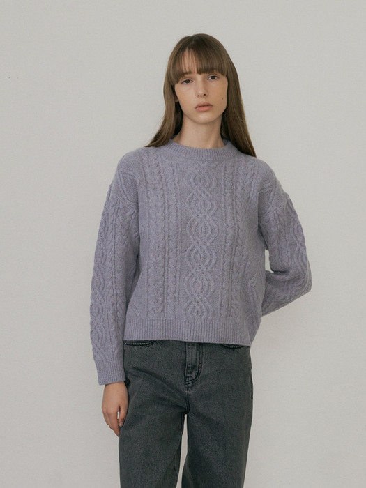CABLE KNIT(GREY BLUE)