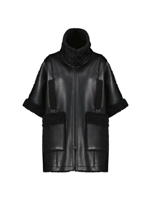 [UNISEX] CLOVIS SHERPA PONCHO, BLACK