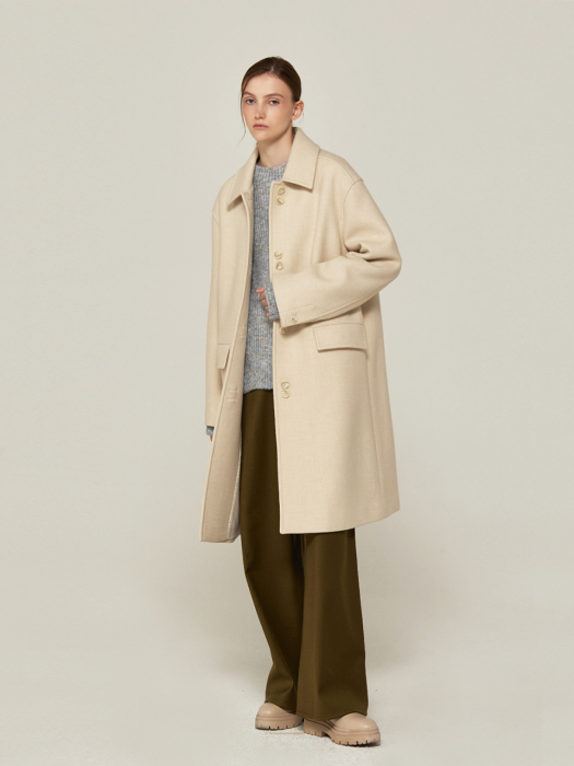 DOUBLE BUTTONED STITCH MAC COAT (IVORY)