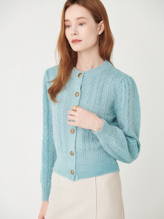 Inca glitter cable cardigan - Mint