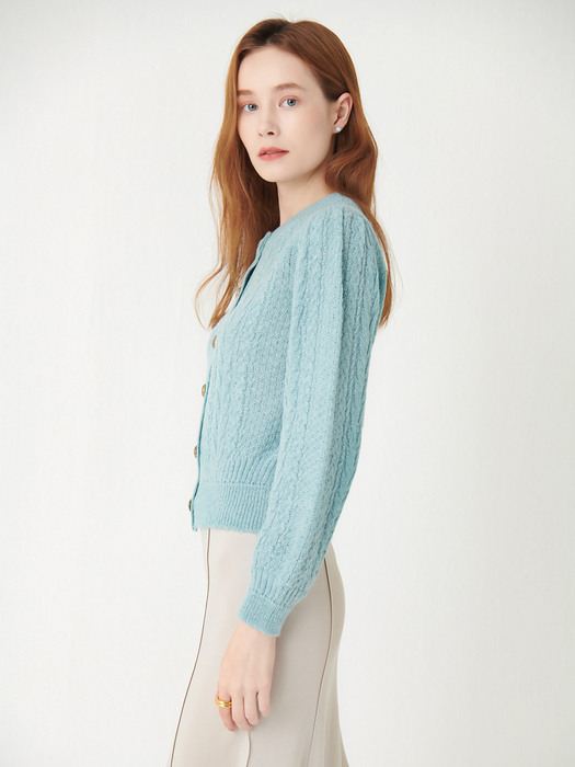 Inca glitter cable cardigan - Mint