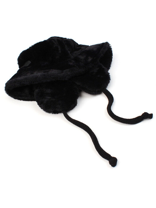 Black Fur Earflap Bucket Hat 귀달이모자