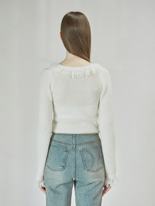 TASSEL KNIT CARDIGAN (ivory)