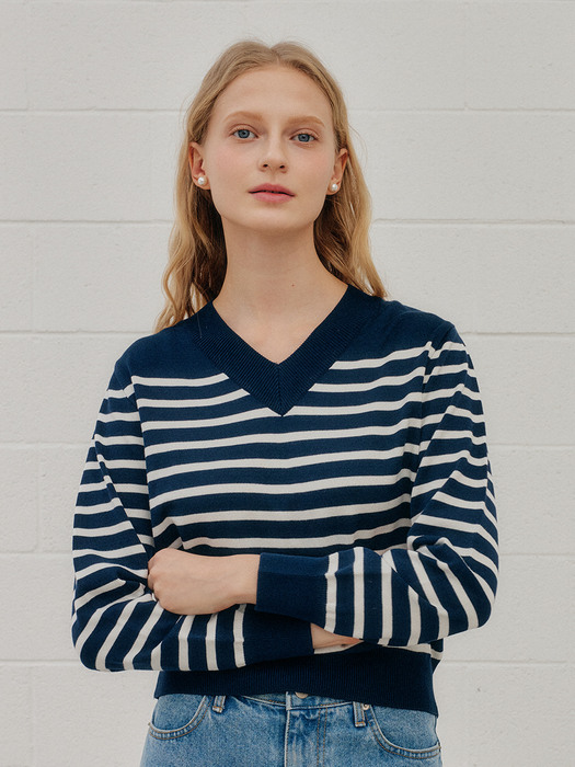 LINE STRIPE KNIT_NAVY