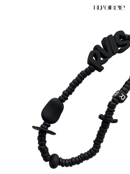 nature beads phone strap jet black