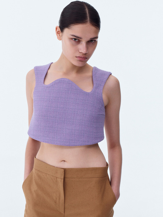 IKARO TWEED CURVED CROP TOP (LILAC)