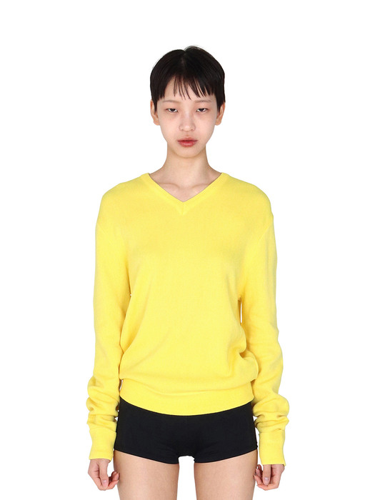 CLASSIC V NECK KNIT, YELLOW