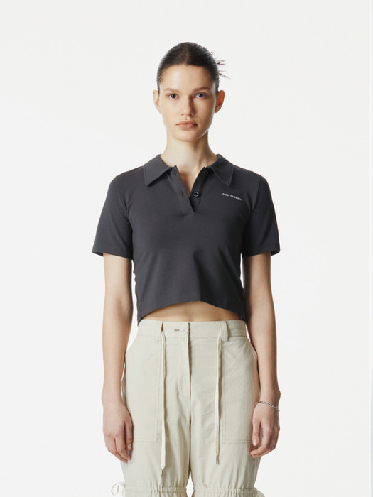 Backless Polo T-Shirt (Charcoal)