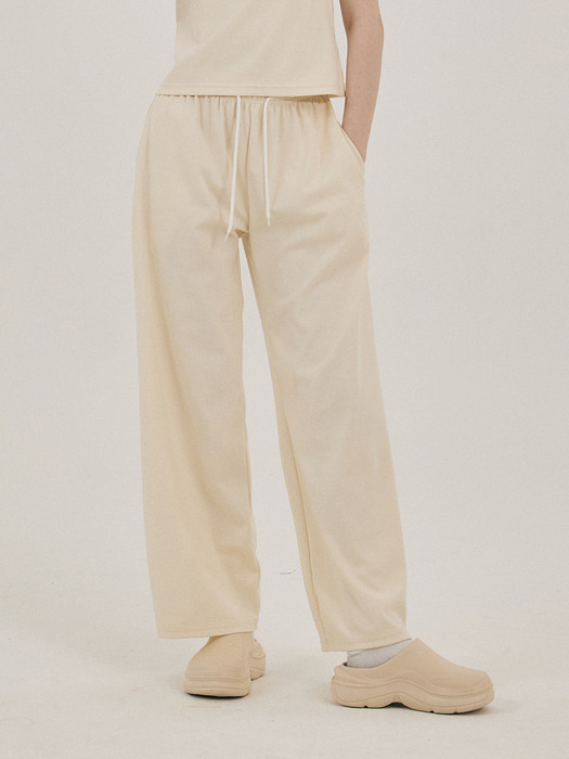 Moment Coolcotton Needlework Wide Pants_Cream