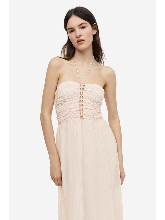 레이스업 디테일 맥시 드레스 파우더 핑크 1154533001