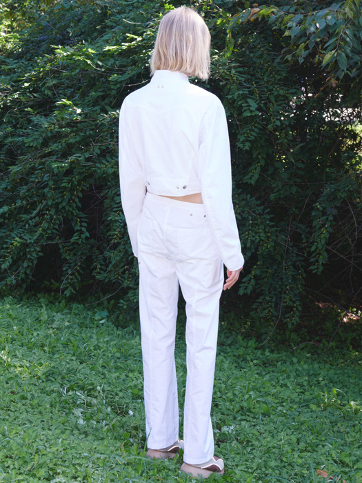 LINED STRAIGHT PANTS, WHITE
