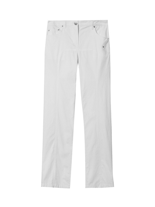 LINED STRAIGHT PANTS, WHITE