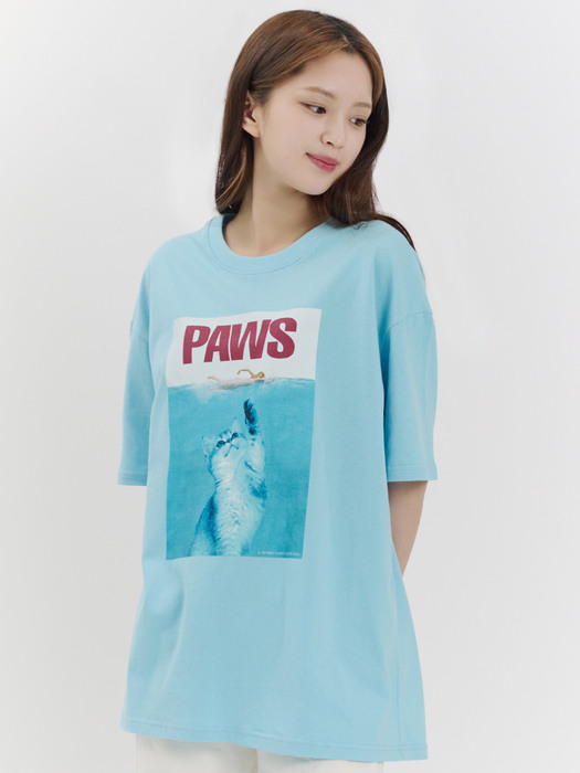 파우 썸머 프린트 반팔 티셔츠 스카이 블루