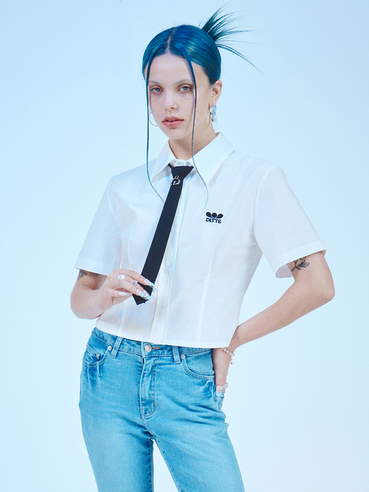 CROP SHORT-SLEEVES COTTON SHIRTS (WH)