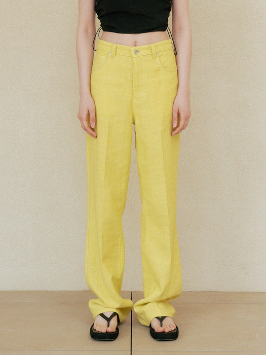 linen cotton standard pants (lime)