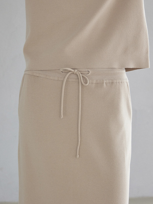 MARI Basic Knit Long skirt Beige