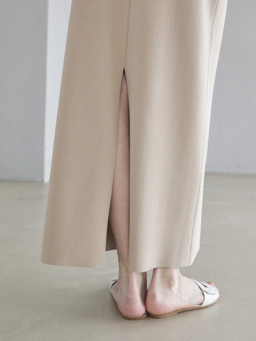 MARI Basic Knit Long skirt Beige