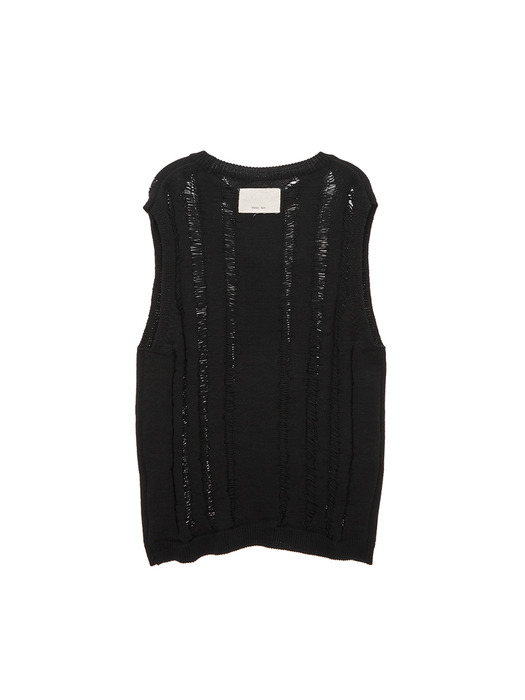 CROCHET KNIT VEST IN BLACK