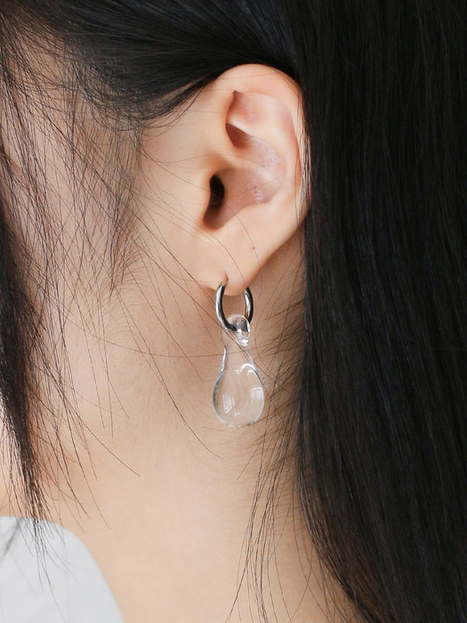 Glass Water Drop Earring - Transparent