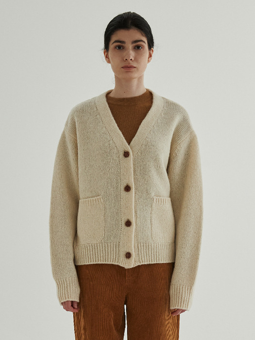 Classic Wool Button Cardigan (Ivory)